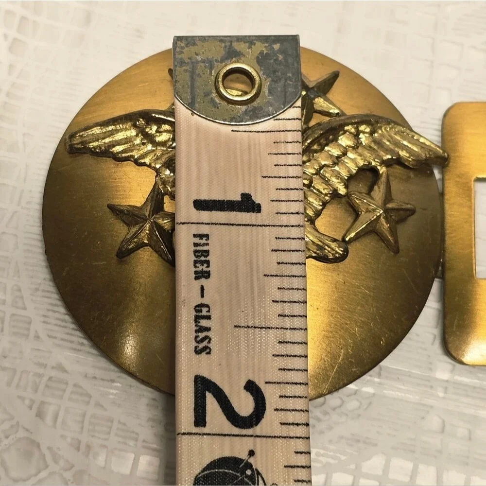 Vintage 60s Brass American Eagle With Stars Belt Buckle And Pendant Medallion